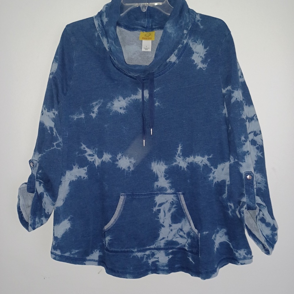 Ruby‎ Rd Blue tie dye women's sweatshirt Pullover sz Lg